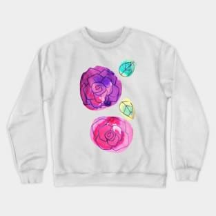 Simple Watercolor Roses and Leaves Crewneck Sweatshirt